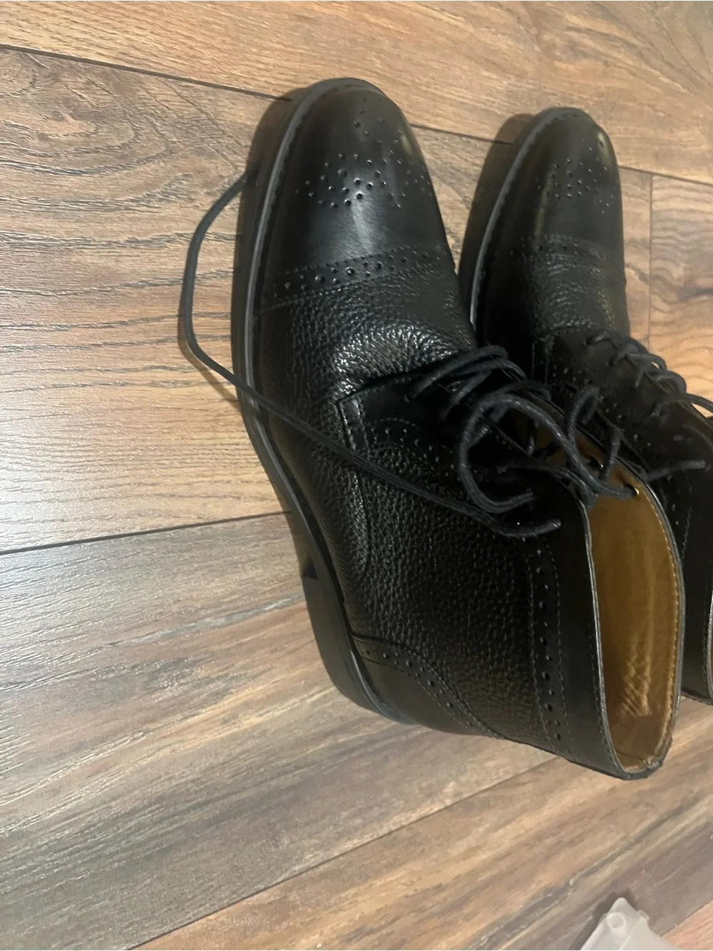LA Milano Men's Black Leather Chukka Boots with Brogue Detailing size 9